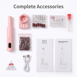 Ponceuse à ongles numérique sans fil en forme de stylo avec moteur sans balais, affichage numérique, plusieurs embouts, vitesse réglable, rechargeable par USB - Product Image 2