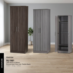 Solid 2 Door Wooden Wardrobe Cabinet Mirror Particle Board <b>Storage</b> Living High Durability JPS SU981 Home Bedroom Office Malaysia - Product Image 2