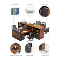 Bureau commercial moderne pour deux personnes Bureau extensible en bois Poste de travail pour ordinateur