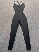 Combinaison de yoga dos nu croisé pour femme avec boucle réglable, taille découpée, leggings très extensibles effet push-up, anti-transpiration