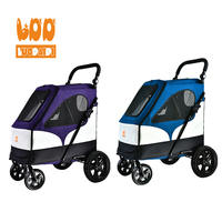 Poussette pour animaux de compagnie Oxford de taille moyenne de haute qualité, légère et pratique pour le transport des animaux de compagnie jumeaux doubles