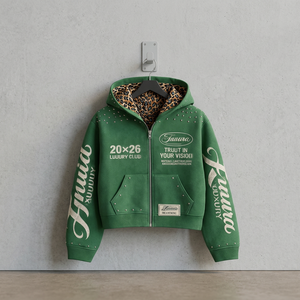 Sudadera con Capucha Personalizada 100% Algodón, Oversize, con Cierre Completo, Detalle de Pedrería, Lavado Ácido, Calidad Premium, Estilo Urbano, Tacto Suave, para Hombre - Product Image 1