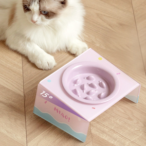 Mangkuk Keramik Desain Baru <span class=keywords><strong>2026</strong></span> untuk Makanan dan Minuman Kucing Anjing, Mangkuk Makanan Hewan Peliharaan Portabel yang Ditinggikan dengan Dudukan Akrilik, Mangkuk Makanan Lambat Keramik. - Product Image 5