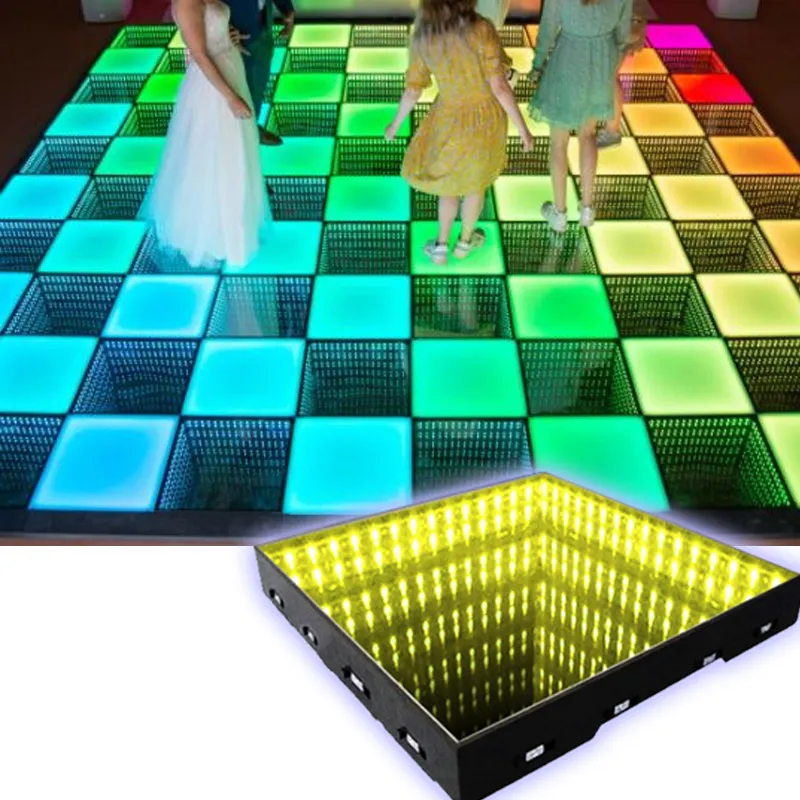 kkmark Best Light up Infinity LED 3D Dance Floor for Musical Decor Equipment Infinity Mirror 3D LED Dance Floor