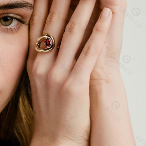 Gemnel nuevo anillo de rubí cultivado en laboratorio de Plata de Ley 925 anillo de forma curva Irregular - Product Image 2