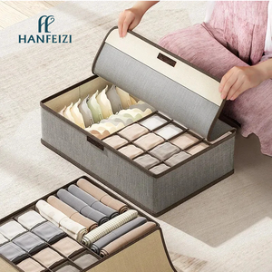 Hanfizi बहुक्रियाशील घरेलू फोल्डेबल कपड़े अंडरवियर आयोजक भंडारण बॉक्स के साथ भंडारण बॉक्स - Product Image 1