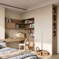 Armoire intégrée minimaliste pour chambre d'enfant, bureau et table d'étude, combinaison de meubles sur mesure pour chambre d'enfant