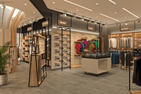 Modernes Damenmode-Ladeninterieur-Displaymöbel-Design Maßgefertigte Rotierende Faltbare Holz-Schuh- und Kleiderpräsentationsständer