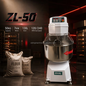 Mélangeur à spirale double vitesse ZL-50, pétrin automatique pour farine, équipement commercial pour boulangerie, pain, pizza, croissants, pâtisserie - Product Image 1