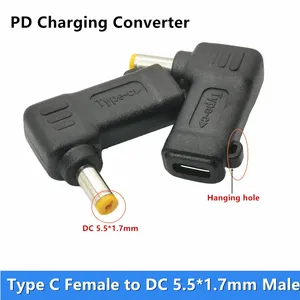 PD USB C vers 5.5x1.7mm mâle adaptateur mince pointe convertisseur connecteur de Charge pour Acer Aspire E3 E5 V3 A114 A515 F15 plus d'alimentation pour ordinateur portable