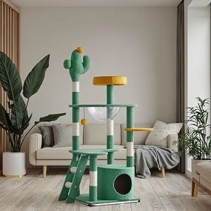 Tour de chat moderne et active avec poteaux à gratter, meubles verts personnalisés pour animaux de compagnie, directement en usine pour Noël - Product Image 1