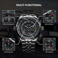Große Größe 47,5mm JARAGAR Marken-Fabrik 24-Stunden-Datumsanzeige Automatische Mechanische Tourbillon Stahl Herren Luxus-Armbanduhr für Männer