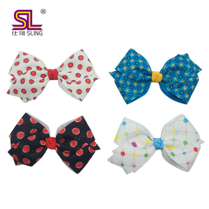 Venta al por mayor de lazo para el pelo Boutique Grosgrain Ribbon Diadema Bow Hair Clip para niñas bebés - Product Image 2