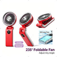 235 °   Ventilateur pliable sans balais, 5 vitesses, écran LED, portable, pour la maison, le bureau, le cou, les voyages, l'extérieur, les cadeaux, le maquillage