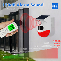 Détecteur de mouvement à infrarouge à énergie solaire Alarme sonore extérieure à lumière stroboscopique 120dB avec système de sécurité à distance