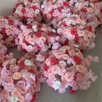 Boule de fleurs artificielles roses B1441 pour décoration intérieure de restaurant, mariage, Saint-Valentin, centre de table floral rose