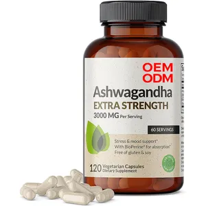120 Капсулы Ashwagandha, капсулы повышенной прочности, 3000 мг, добавка для снятия стресса и поддержки энергии