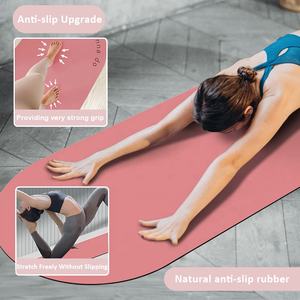 Sansd Logo personnalisé <span class=keywords><strong>Yoga</strong></span> 5mm d'épaisseur ovale rond antidérapant anti-déchirure écologique PU caoutchouc Fitness Pilates entraînement Gym tapis d'exercice - Product Image 4