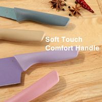 6-delige kleurrijke keukenmessenset met antiaanbaklaag, zachte comfortabele handgreep, nieuwe essentiële huishoudartikel
