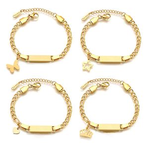 <span class=keywords><strong>Braccialetto</strong></span> Personalizzato con Nome per Bambini Fai-da-Te, Placcato Oro 18k in Acciaio Inossidabile, Gioielli con Targhette Metalliche Personalizzate - Product Image 2