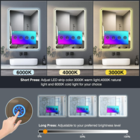 Miroir de salle de bain intelligent avec écran tactile, TV Android OS, WiFi, Bluetooth, HDMI, étanche, anti-buée, rétroéclairage LED 3 couleurs, montage mural