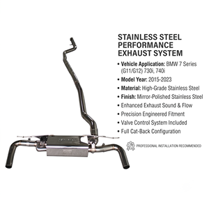 Vortex High Performance Stainless Steel Valvetronic Catback <b>Exhaust</b> for BMW 7 Series 730i 740i G11 G12 B48 B58 Engine - Product Image 1
