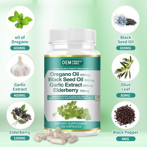 Capsules de soutien immunitaire et d'énergie Huile d'origan Extrait d'ail Feuille d'olivier Huile de nigelle pour adultes - Avantages pour la croissance des cheveux 60 unités - Product Image 5