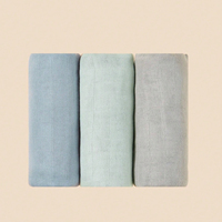 Couverture d'emmaillotage pour enfants en 3 pièces, confortable, respirante et douce, pour toutes les saisons, serviette de bain unie. Certification CPC