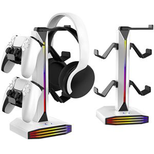Support pour Casque Gaming avec Porte-Manette RGB USB, Neuf Modes d'Éclairage, Rangement et Recharge, Accessoires de Bureau - Product Image 2