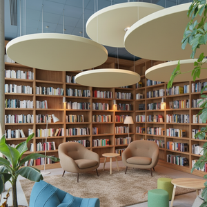 Dalles de <span class=keywords><strong>plafond</strong></span> suspendues en fibre de verre Qinsound Circle, panneaux insonorisants, <span class=keywords><strong>isolation</strong></span> phonique, déflecteur acoustique pour bibliothèque, bureau, salon - Product Image 1