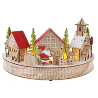 Nouveaux ornements de village en bois de Noël à LED Fournisseurs de décoration de fête de vacances de table artisanale