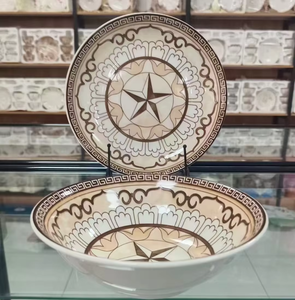 Commercio all'ingrosso Vintage rotondo in <span class=keywords><strong>ceramica</strong></span> stoviglie stampate tazze piattini nuovo <span class=keywords><strong>servizio</strong></span> per uso domestico cucina festa - Product Image 4