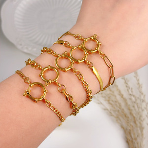 Bracelets de mode plaqués or 18 carats étanches, avec fermoir à ressort, chaîne trombone, bracelet serpent, collier cubain inaltérable - Product Image 3