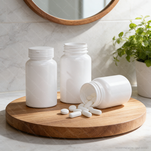 Bouteille de capsules de vitamines en PET avec impression de logo personnalisée, emballage pour pilules et comprimés - Product Image 5