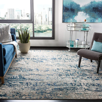 Tapis imprimé en polyester gris et bleu, vente en gros