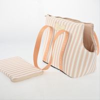 Sac de transport rayé pour animaux de compagnie, sac fourre-tout portable et respirant pour chat et chien, avec coussin amovible
