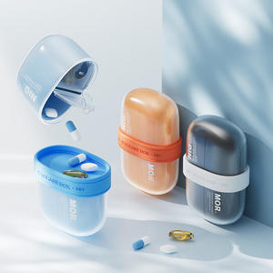 Boîte de rangement Mor, étui à pilules à 4 compartiments, étanche à l'humidité, organisateur de médicaments quotidien portable, conteneur de capsules, bleu, orange, noir - Product Image 1