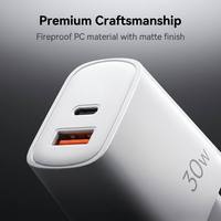 Cargador USB C de 30W con Doble Puerto, Adaptador de Pared para Laptop y Tablet, PD 30W Tipo C QC3.0, Bloque de Carga Rápida con Enchufe Estadounidense para iPhone, Samsung, iPad