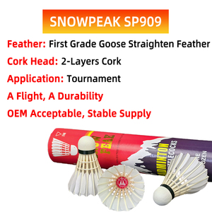 SNOWPEAK SP909 Custom OEM Badminton Shuttlecock Factory Class Pluma <span class=keywords><strong>de</strong></span> ganso para torneo duradero Buen vuelo para el Partido del club - Product Image 2