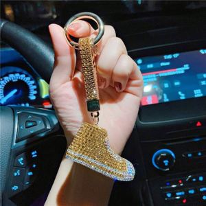 Lujo completo Rhinestone mini zapato de lona llavero Bling pareja diamante 3D zapatilla brillo cristal llavero para niñas coche llavero - Product Image 6