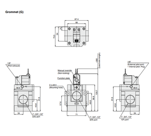 SMC Typ VG342-5G-20A Serie <span class=keywords><strong>3</strong></span>-Wege-Magnetventil G RC NPT 1/2 <span class=keywords><strong>3</strong></span>/4 1 Luft regelung Staub dichte vor gesteuerte Sitz ventile - Product Image 5