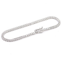 Gelang Tenis Moissanite Perak 925 Berlapis Emas 18K Setting Empat Cakar Kancing Geometris Infinity Unisex Gaya Hip-Hop 2-6mm