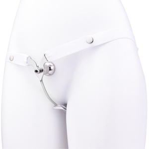 FRRK Sissy Pink <b>Elastic</b> Chastity <b>Belt</b> with Optional Catheter for Male to Female Transformation Sex Suits Steel Flat Penis Cage - Product Image 4