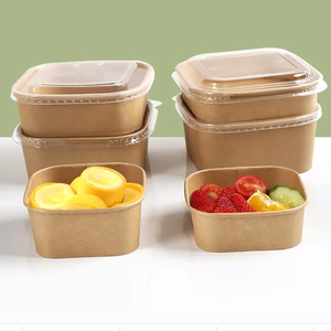 Recipiente de comida para llevar de restaurante, desechable, ecológico, biodegradable, con tapa de papel kraft, para ensaladas, bocadillos, almuerzos. - Product Image 5