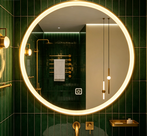 Frameless Backlit LED Glass Anti-Fog Smart Bath <b>Vanity</b> Mirror Touch Switch Wall-Mounted Round Bathroom <b>Makeup</b> Mirror - Product Image 2