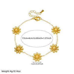 Gold Plated Daisy Flower Jewelry <b>Set</b> Stainless Steel Women's Fashion Necklace Earrings <b>Bracelet</b> Gift <b>Set</b> - Product Image 4