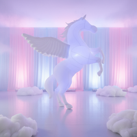 Ballon Gonflable Géant Lumineux en Forme de Cheval de Dessin Animé, Modèle Volant, Hauteur 8-10 pieds, Ventilateur Intégré, Multicolore/Rouge/Blanc pour la Vente en Gros