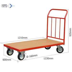 तीव्र गति भंडारण मंच ओएम के लिए भारी शुल्क बड़े लॉजिस्टिक्स ट्रॉली चार पहिया गैल्वेनाइज्ड हैंड ट्रॉली - Product Image 2