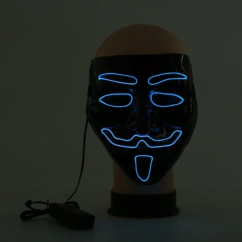 Модная светодиодная светящаяся маска с неоновым светом для вечеринки, декоративная 10 видов цветов популярная маска EL, питается от батареек 2-аа для нового освещения