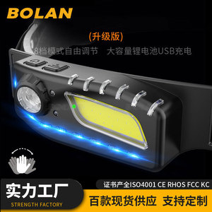 Lampe frontale Xinster rechargeable par USB avec capteur, lumière LED haute intensité à 8 niveaux pour la pêche et la course en extérieur - Product Image 2